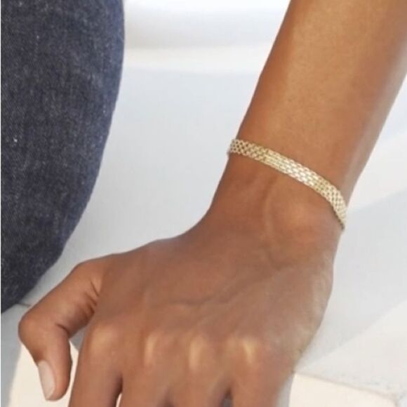 New Solid 925/ 18K Gold Bismark Mesh Chain Bracelet - Picture 7 of 8